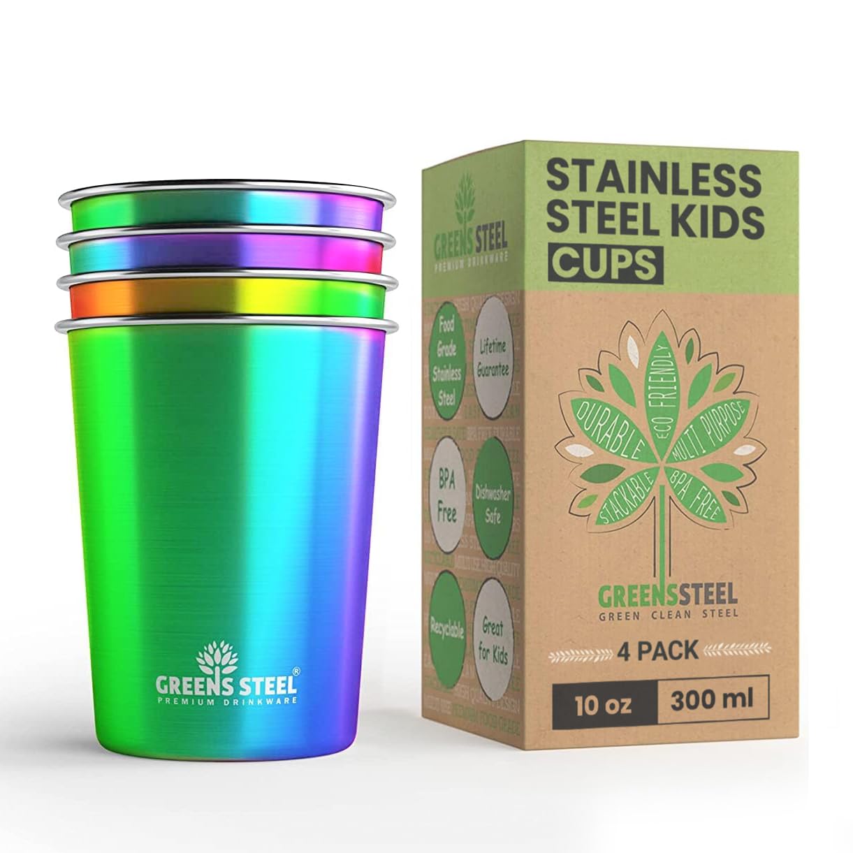 10oz Kids Cups – Stainless Steel Cups for Home, Party, Camping & Outdoor Activit