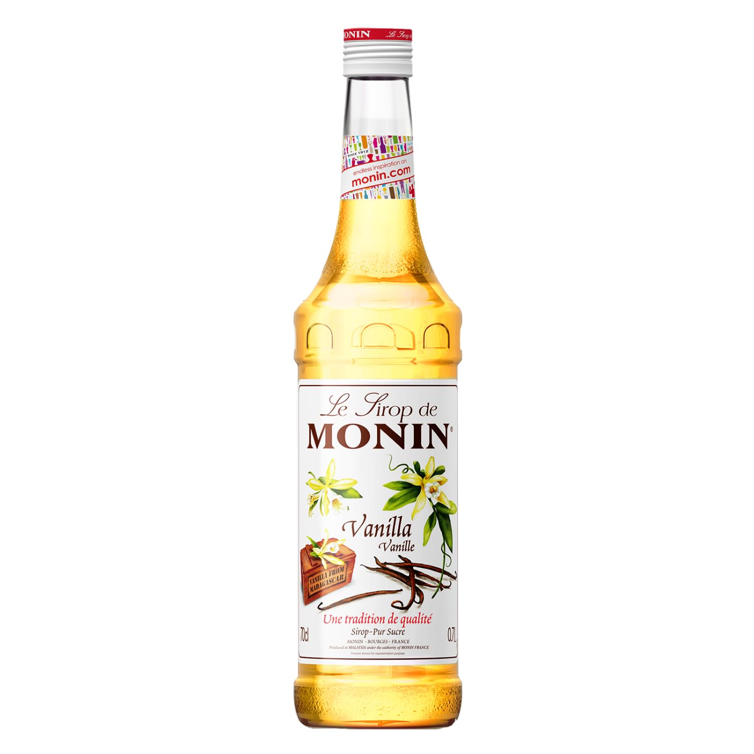 MONIN Premium Vanilla Syrup 700ml, for Coffee and Cocktails, Vegan | 100% natura