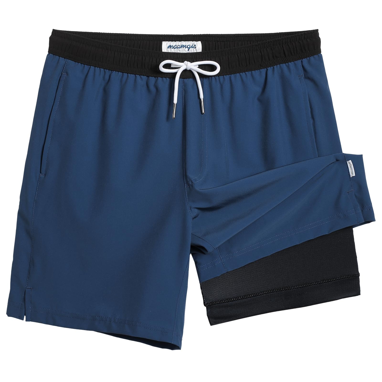 maamgic 2 in 1 Compression Lined Swimsuit with Zipper Men Swim Shorts Beach