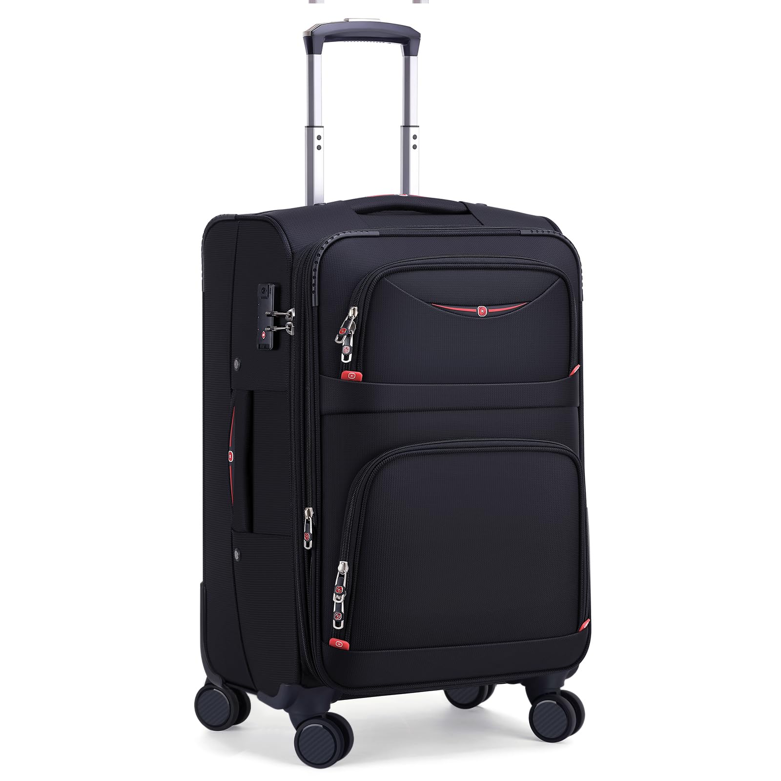 ROPLUS Softside Expandable Luggage with 4 Spinner Wheels, Durable Carry-On Lugga