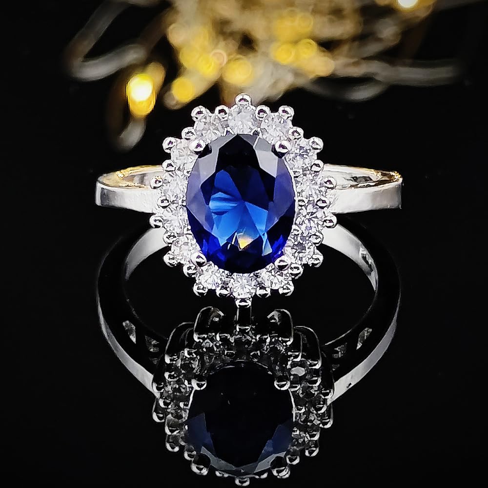 LRGKMCWTOB 925 Sterling Silver Crystal CZ Stone Ring for Women, Charm Temperamen