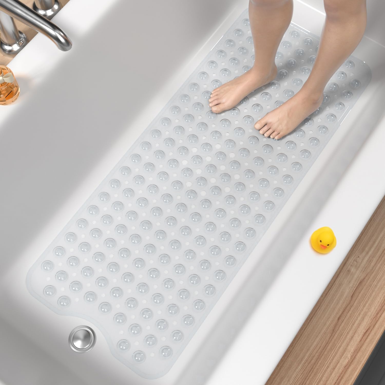 HITSLAM Bath Mat for Tub, Non Slip Bathtub Mat, 101x40cm Extra Long Bath Tub Mat
