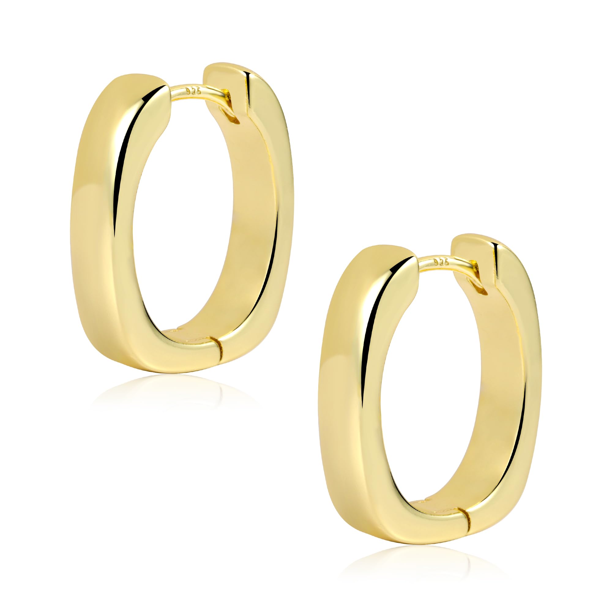 ALEXCRAFT Women's Silver Earrings, Thick Hoop Earrings, Geometric Gold Earrings 