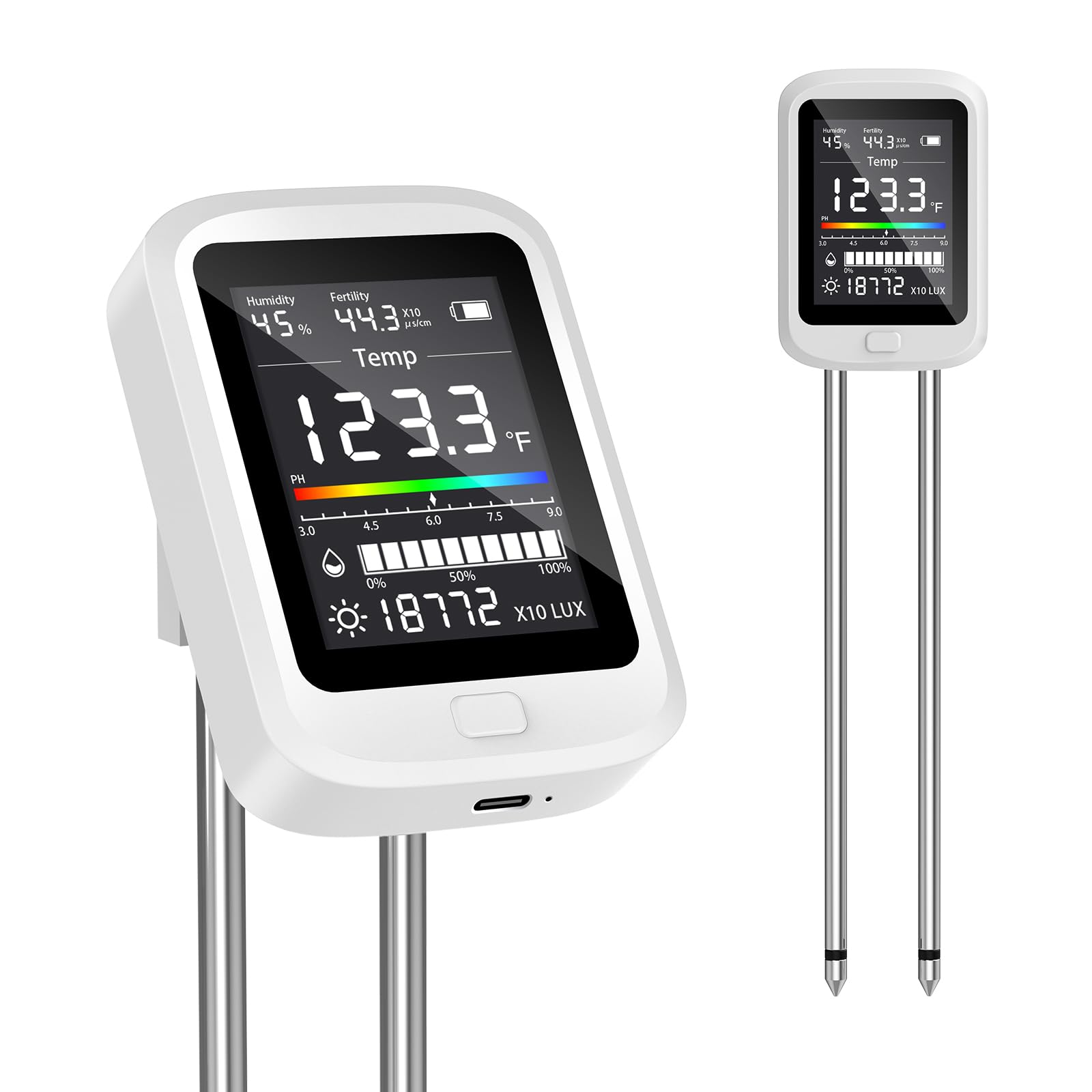 Soil Test Kit, 6-in-1 Soil Meter with Ph, Moisture, Fertility,Sunlight Humidity 