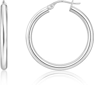 10K or 14K Gold 20MM to 30MM Tube Hoop Earrings for Women
