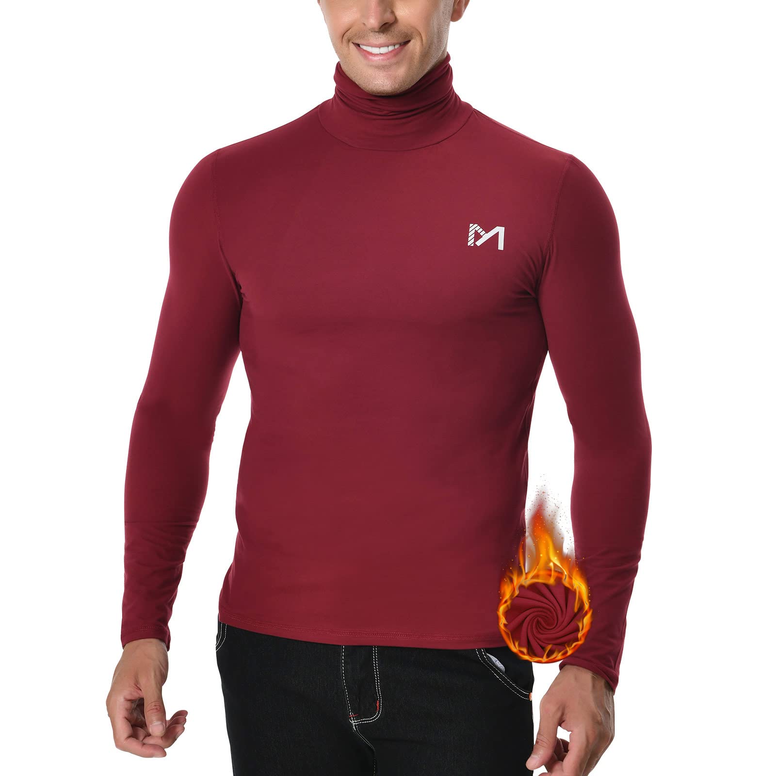 MEETYOO Men's Thermal Shirt, Long Sleeve Compression Shirt, Sports Undershirt, B