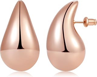 Gacimy Teardrop Earrings for Women, 14K Gold Plated Chunky Drops
