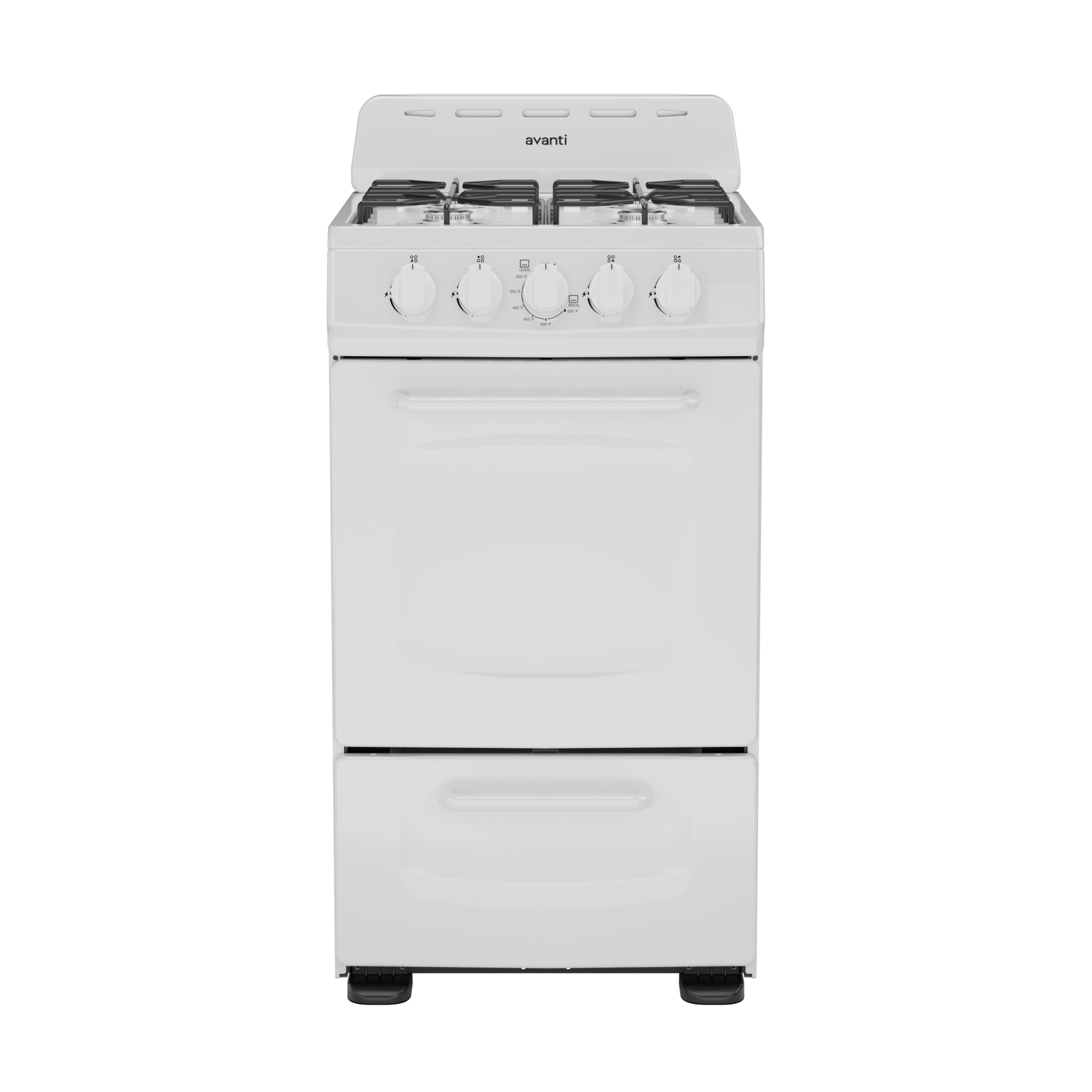 Avanti Gas Range Oven, Compact Freestanding Design, 4 Burners with Electronic Ig