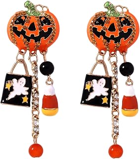Halloween Pumpkin Earrings for Women Ghost Candy Corn Drop Tassels Earrings Pumpkin Earrings Gothic Crystal Earrings Halloween Jewelry