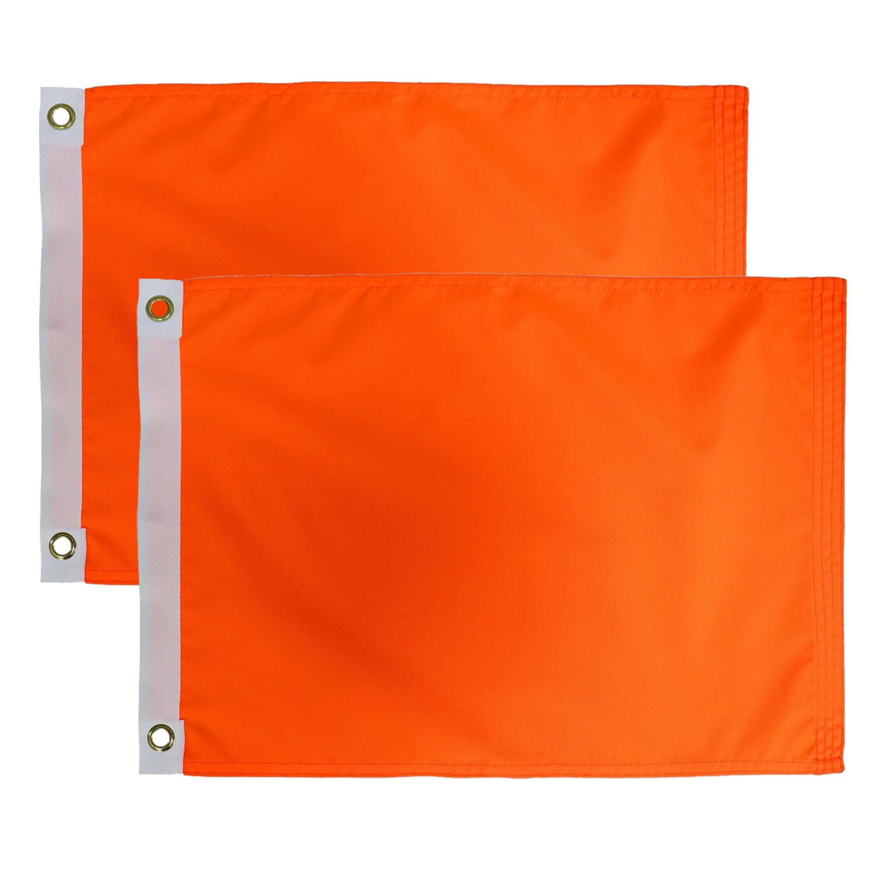 2Pack Orange Safety Flag 12x18 Inch -Longest Lasting Nylon 210D | Four Rows Stit