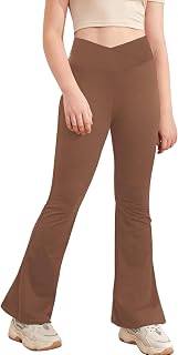 Haloumoning Girls V Neck Flared Yoga Dance Running Leggings
