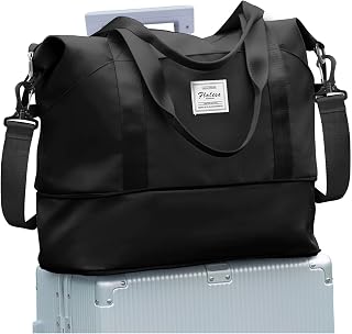 Travel Duffel Bag, Sports Tote Gym Bag, Shoulder Weekender Overnight Bag for Women, A13-Black-expandable, X-Large