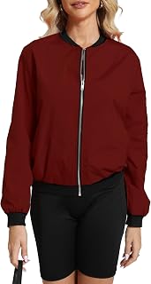 Argstar Women's Bomber Jacket Lightweight Casual Windbreaker with Pockets S-3XL