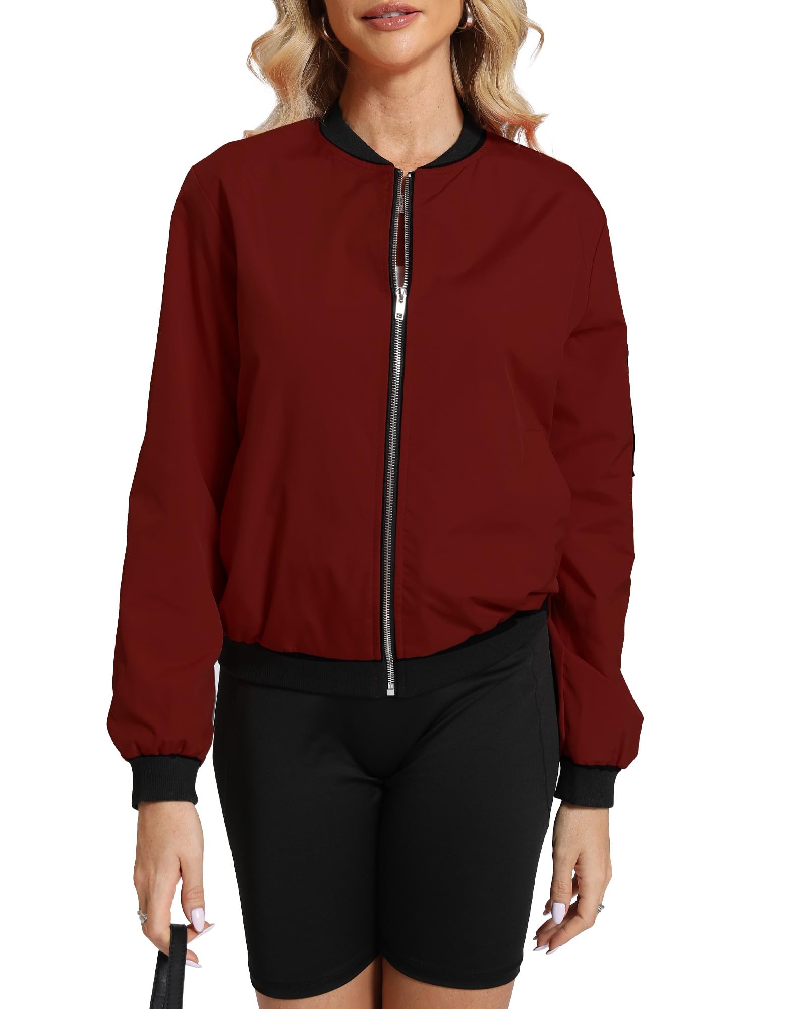 Argstar Women's Bomber Jacket Lightweight Casual Windbreaker with Pockets S-3XL