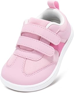 STQ KIDS Boys Girls Toddler Barefoot Trainers Kids School Shoes Wide Toe Box with Hook and Loop Zero Drop First Walking Shoes Lightweight Non Slip Casual Sports Running Tennis Sneaker