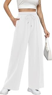 Missufe Women Stretch High Waist Wide Leg Casual Joggers Workout Lounge Pants Sweatpants with Pockets