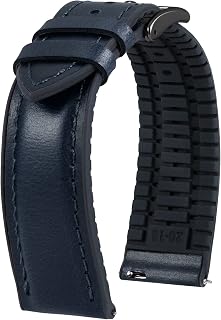 BINLUN Leather Watch Bands 14mm 16mm 18mm 19mm 20mm 21mm 22mm Watch Strap Leather Quick Release Oil Wax Leather and Silicone Hybrid Replacement Strap for Men Women 6 Colors