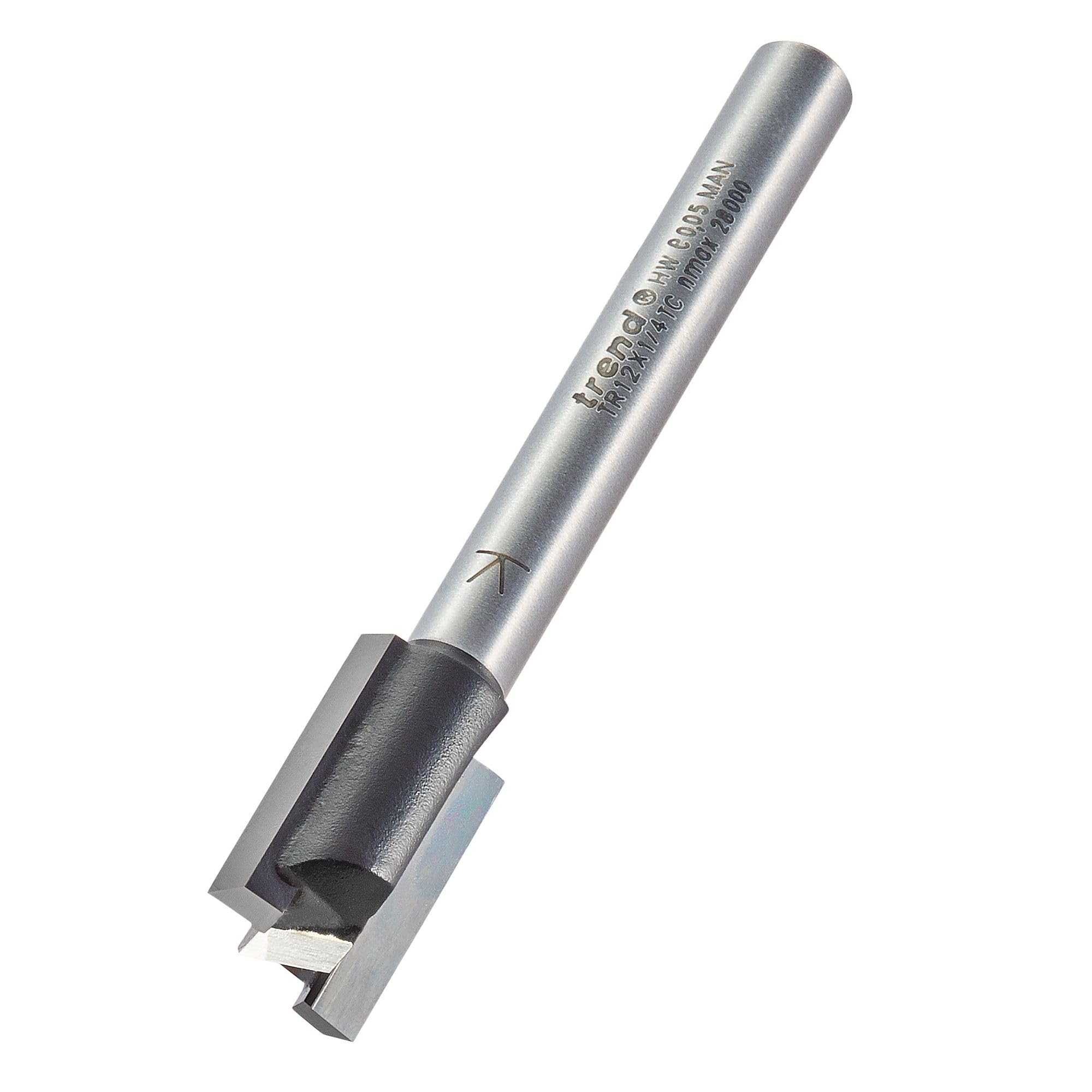 Trend Straight Two Flute Router Cutter, 1/4 in Shank, 12mm Diameter | Ideal For 