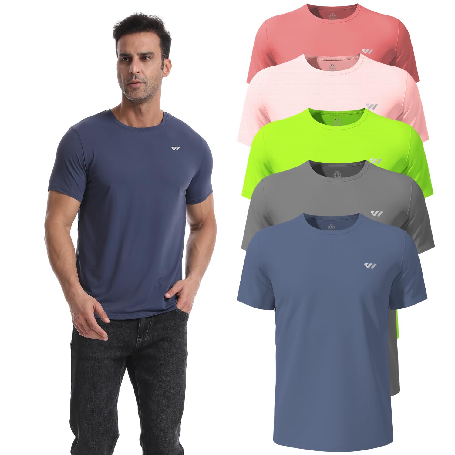 3 or 5er Pack Sport Tshirts Herren Kurzarm,Funktionsshirt Atmungsaktiv & Schnell