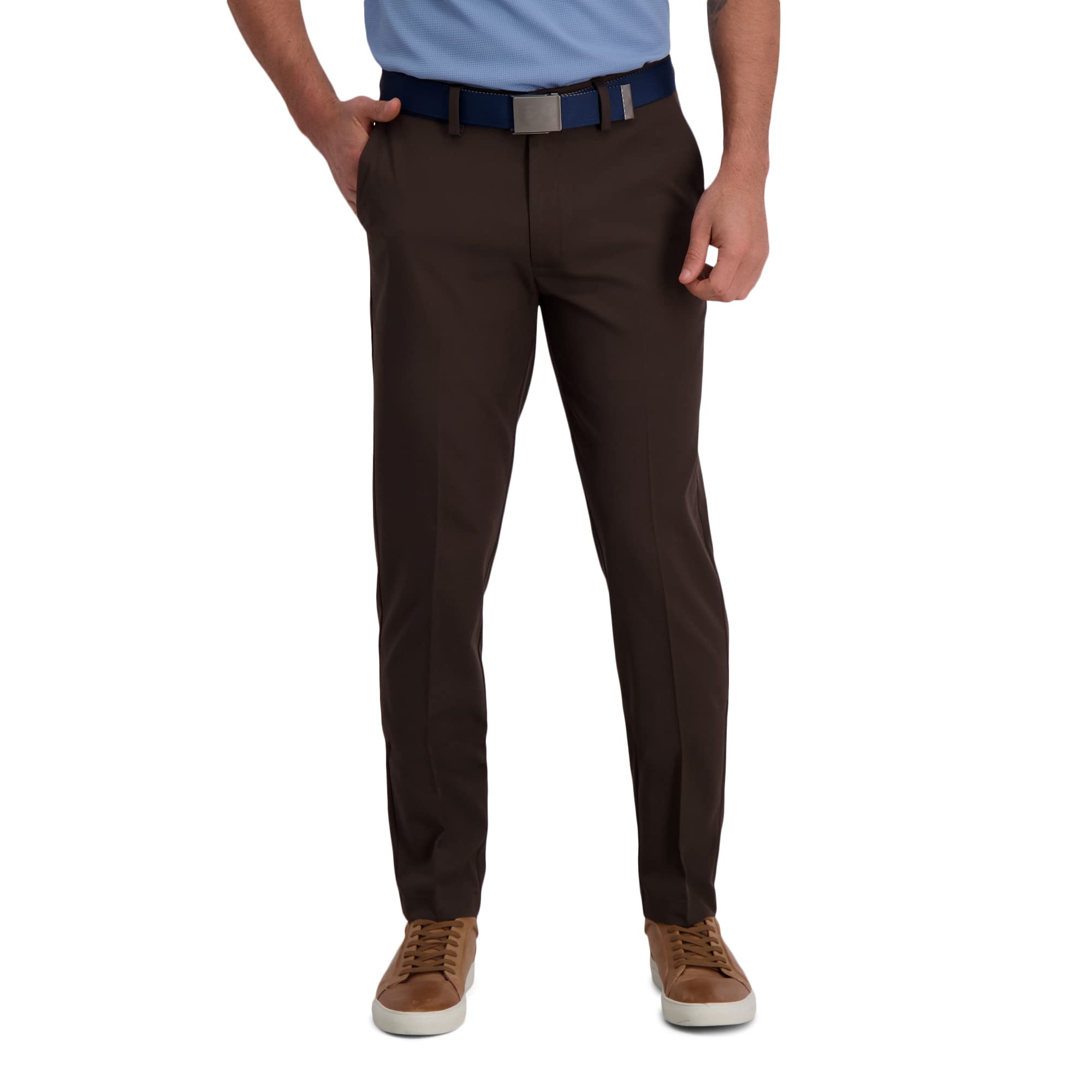 Haggar Cool Right Performance Men's Flex Stria Slim Fit Flat Front Pant