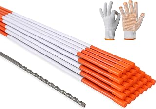 NANOPRETTY 30 Pack Reflective Driveway Markers 48 Inch Solid Snow Stakes | 5/16 Inch Fiberglass Driveway Markers for Snow Plowing Reflectors Property Line Markers Plow Stakes with Drill Bit and Gloves