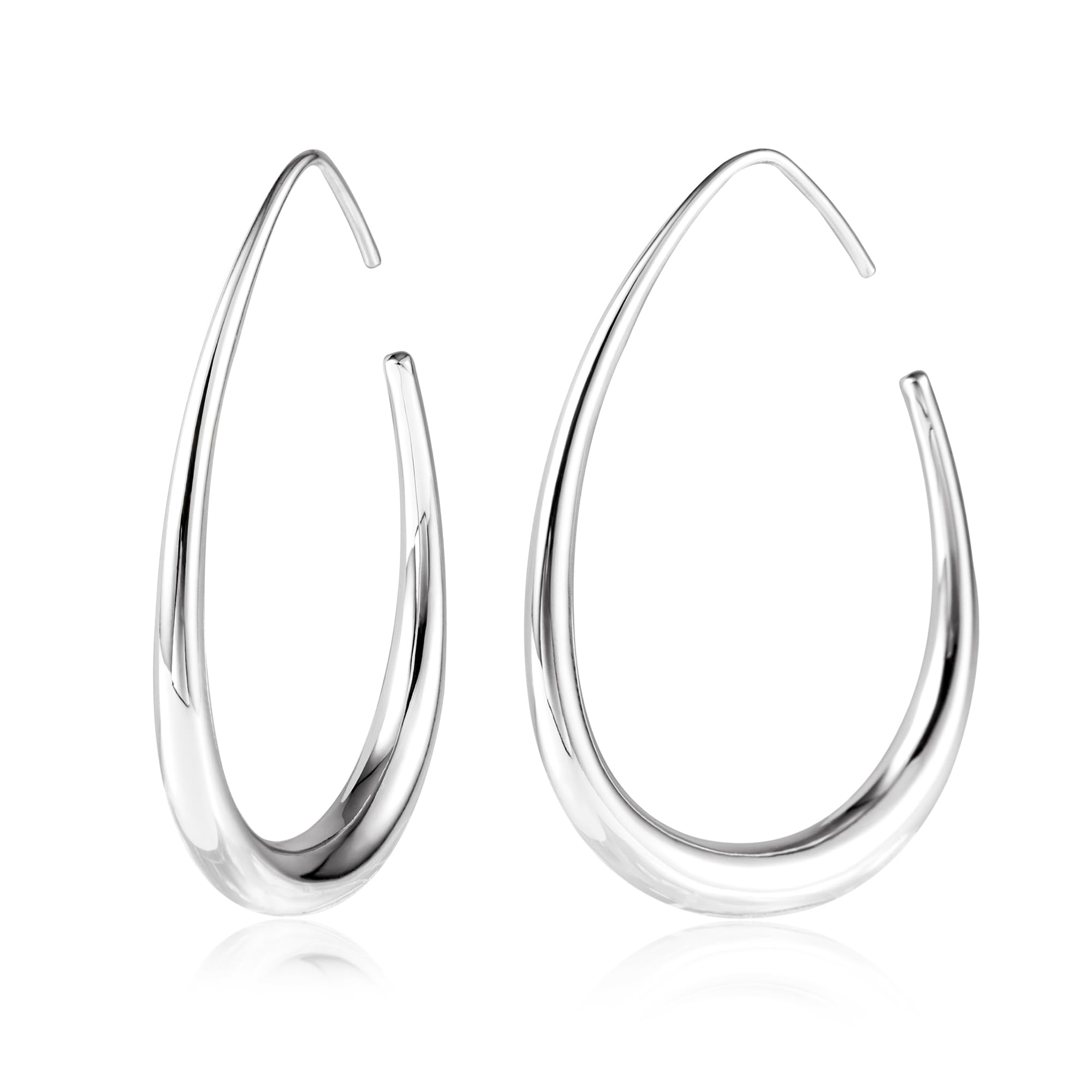 14K Gold Plated 925 Sterling Silver Oval Hoop Earrings for Women Hypoallergenic 