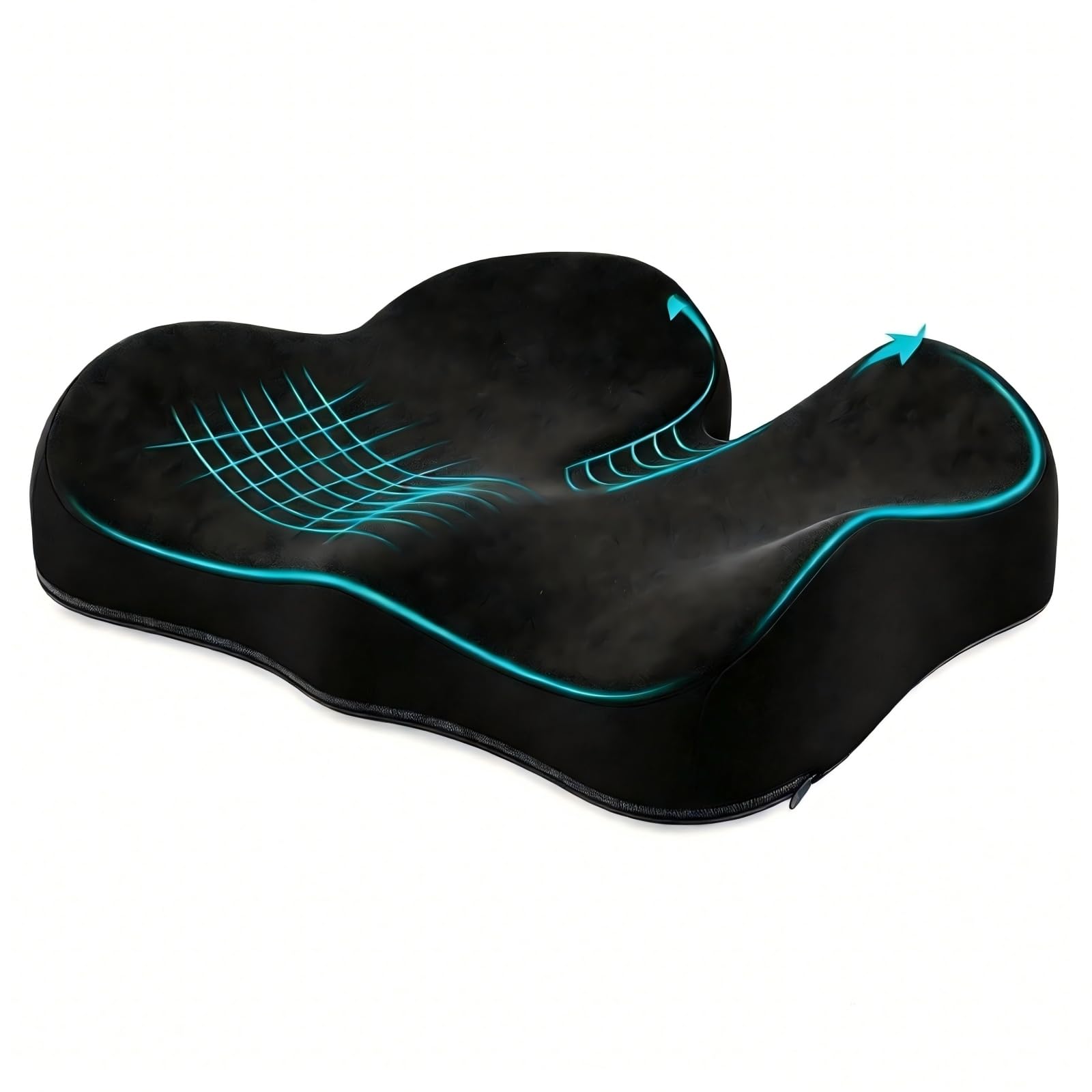 Benazcap Memory Foam Coccyx Cushion to Reduce Tailbone Pressure, Black. | Office
