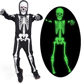 Sincere Party Kids Skeleton Costume Glow in the Dark Skeletons Halloween Skeleton Costumes for Boys and Girls