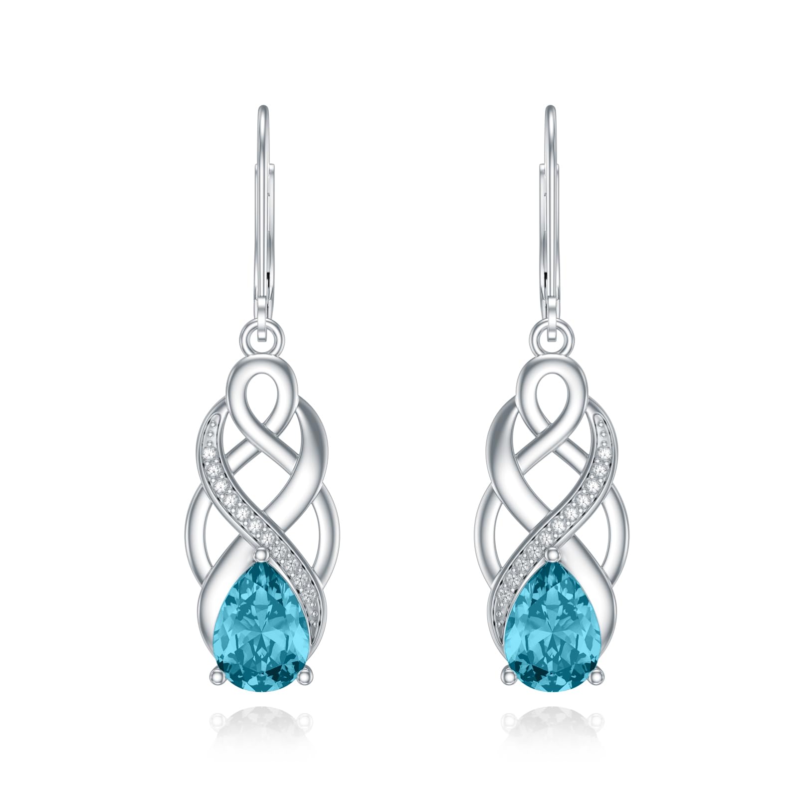 925 Sterling Silver Celtic Knot Good Luck Irish Dangle Drop Leverback Earrings w