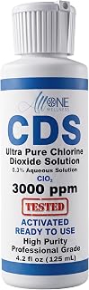 Chlorine Dioxide Solution Ultra Pure CDS 3000 PPM Plastic 4.2oz Made in USA | Made in USA for Allone Wellness - Plastic Bottle with built in dropper - CDS Soution - Chlorine Dioxide Odor Removal