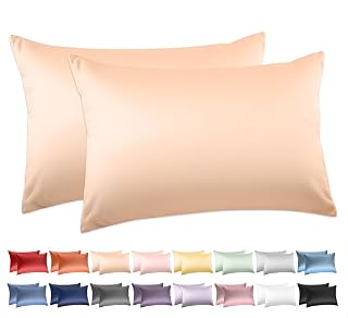 100% Cotton Standard Pillowcases Set of 2, Deep Dream 600 Thread Count Pillow Cases, 20x26 Inches, Super Soft and Breathable Envelope Closure (Champagne)