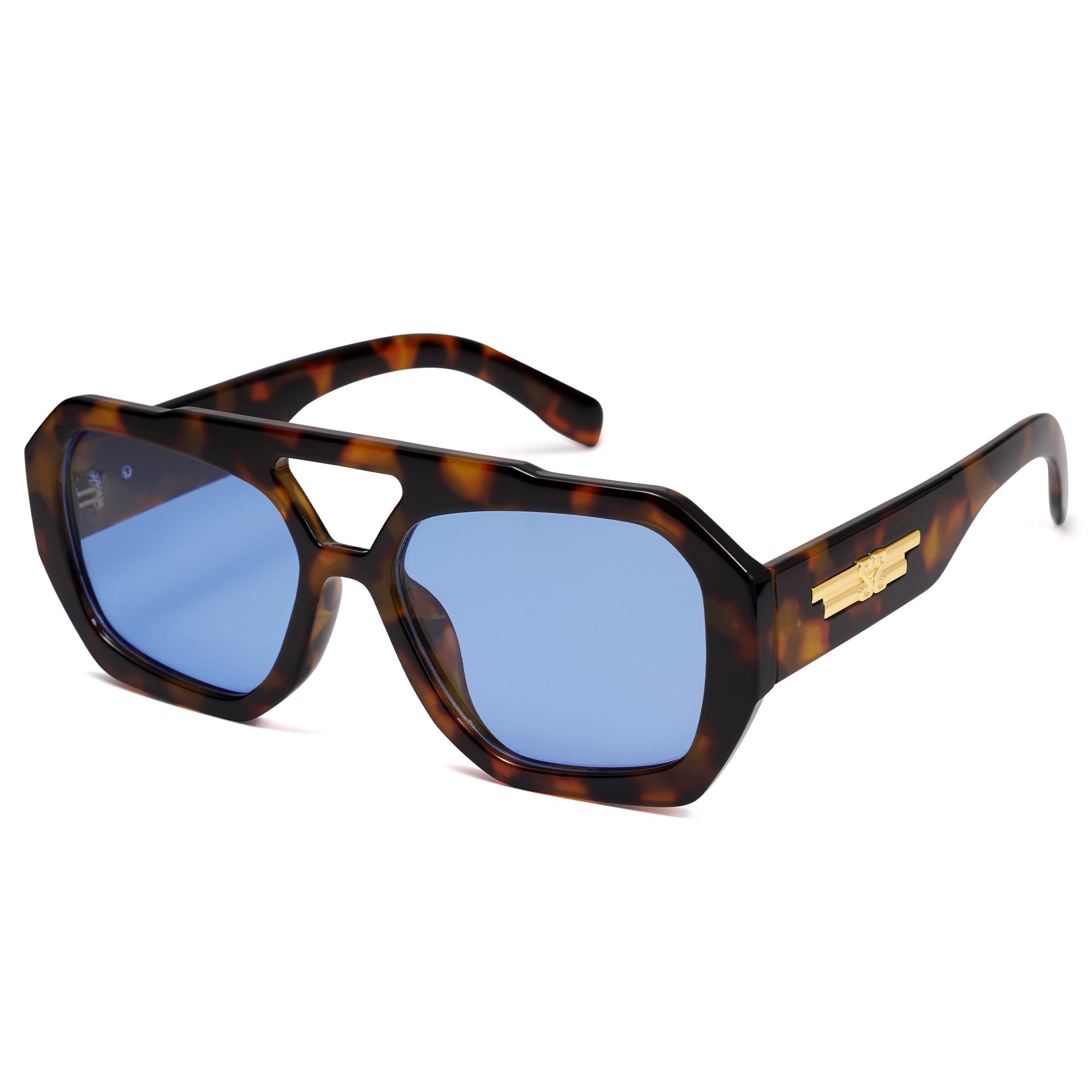 SOJOS Polarisiert Sonnenbrille Damen Herren Retro Sechseckigen Quadratische Kuns