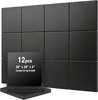 12 Pack Golf Wall Padding, 20" x 20" x 2", Indoor Golf Simulator Padding Panels, High Density Foam and PU Surface, for Impact Protection, Noise Reduction, Ideal for Gym, Garage, Playroom, 84 Straps