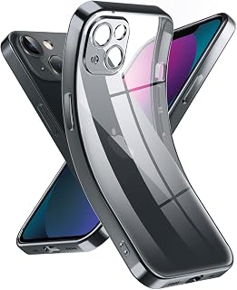Supdeal Transparent Crystal Case for iPhone 13 Mini, Silicone Case Anti Yellow Case Bumper Military Anti-Shock Protective Layer Camera Case Lightweight Ultra Thin Slim, 5.4 Inches, Black