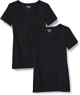 Amazon Essentials Women's Regular-Fit Short-Sleeve V-Neck T-Shirt, Multipacks