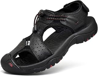rismart Men's Closed Outdoor Sports Trekking Shoes Leather Sandals