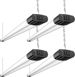 BBOUNDER 4Pack 4FT LED Shop Light, 65000K, 40W=250W, Linkable for Garage | 4400LM, 48Inch Integrated Utility Fixture, Surface + Hanging Mount, Super Bright Shop Lights for Workshop & DIY Users, Black