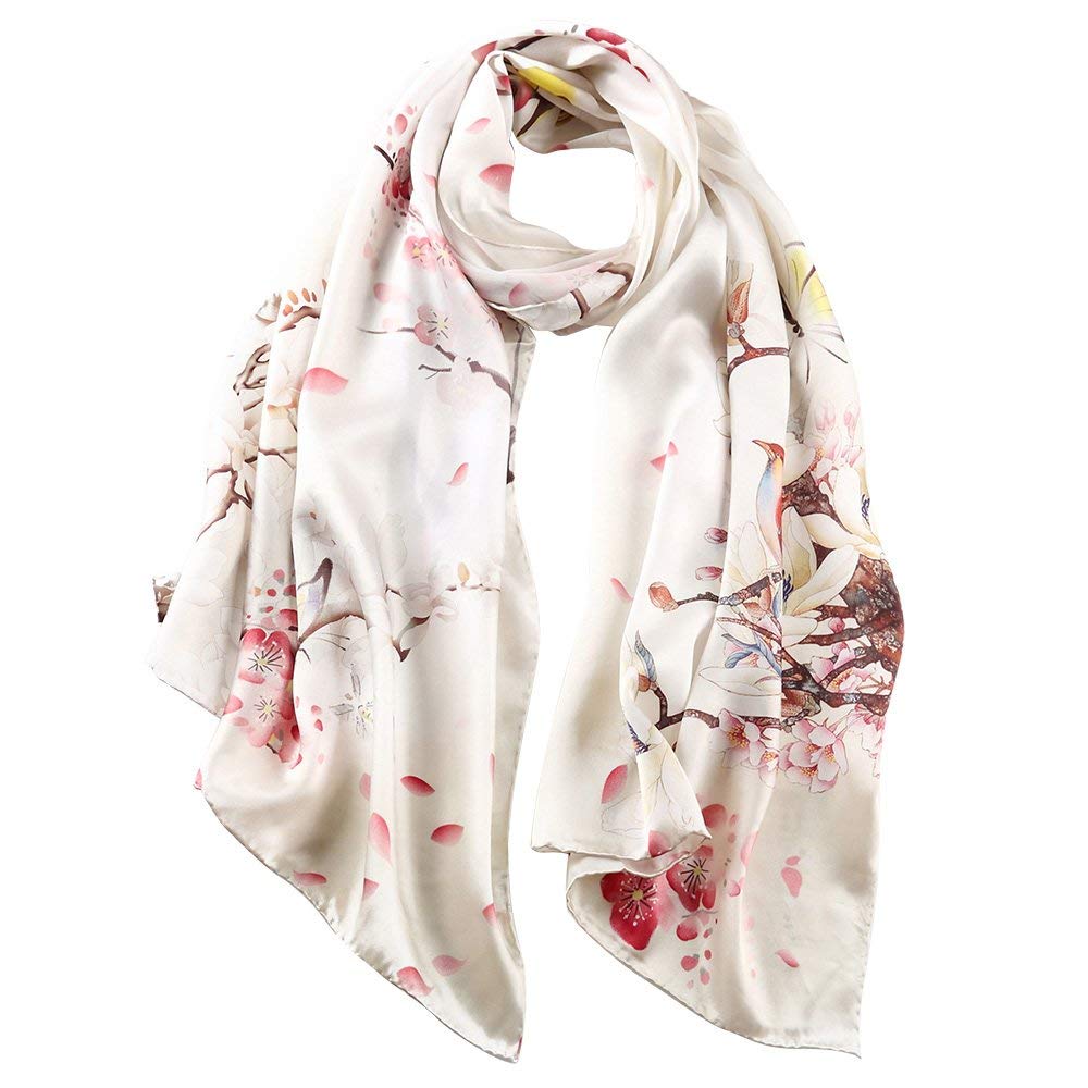 Women's Silk Scarf, 100% Silk, Colourful, in 20-Plus Designs, Warm and Soft, Sto