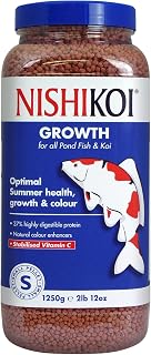 Nishikoi Growth Complete Food for Koi and Pond Fish - Small Pellets - 1250g | Complete Summer Nutrition for Koi and Pond Fish, Colour Enhancing Formula with Prebiotics.