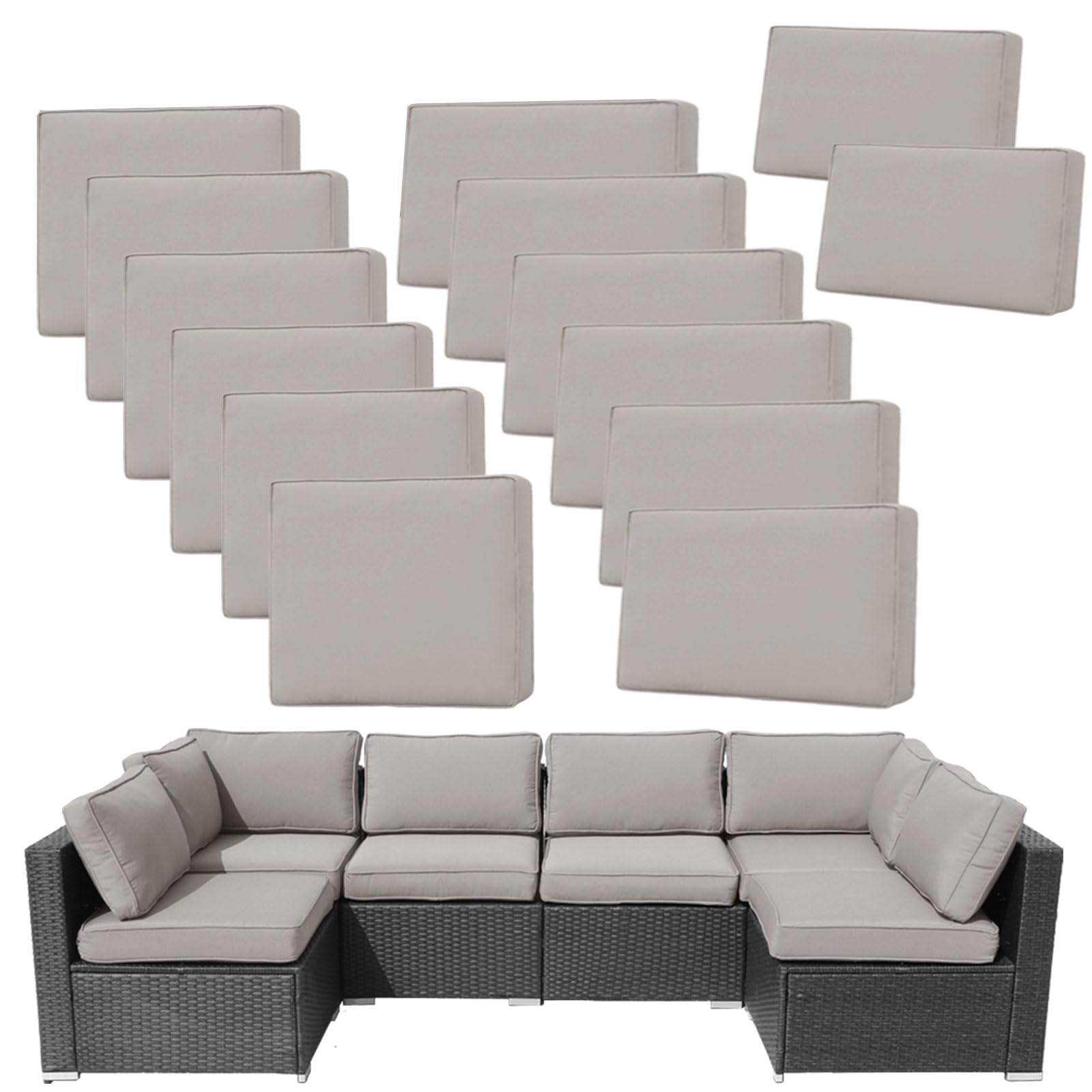 FKSLIFE 14Pieces Patio Cushion Covers Replacement Outdoor Couch Cushions Covers 