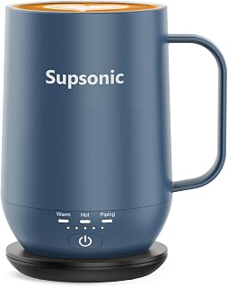 Supsonic - 16oz Self Heating Coffee Mug, Smart Heated Coffee Mug Faster Direct-Contact Heating Up to 149°F, Coffee Mug Warmer Set with Auto Shut-Off - Gifts for Men Women | S2