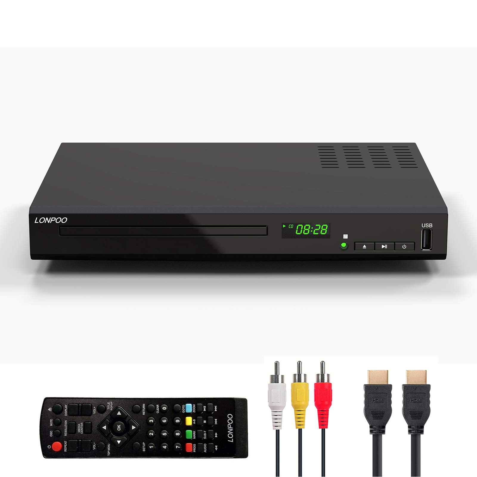 LP-100 Blu-ray Disc Player, HD 1080P Players with USB Input, HDMI/AV/Coaxial Out