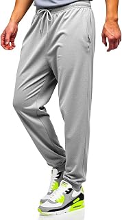 Mens Casual Sweatpants with Zipper Pockets Tapered Fit Drawstring Workout Jogger Gym Running Lounge Sweatpants