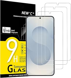 NEW'C for Samsung Galaxy S25 Screen Protector Tempered Glass Bubble Free | 3 Pack, HD Clear, 6.2 Inches, 9H Hardness, Scratch Resistant, Bubble Free, Oleophobic, Touch Sensitive
