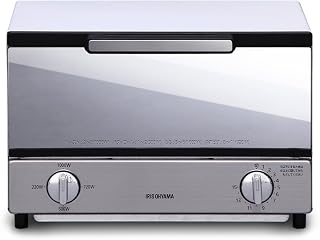 Iris Ohyama (IRIS OHYAMA) Toaster Oven, Mirror-style, Horizontal Type, 2-slice, 4-stage Temperature Control, Tray Included, 1000W MOT-011