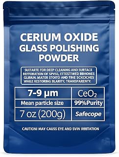 7oz (200g) 99% Cerium Oxide Glass Polishing Powder (7-9 Um) – Removes: Oil Films, Water Spots, Swirl Marks, Wiper Streaks, Removes Fine Scratches &amp; Deep-Cleans Glass Surfaces.
