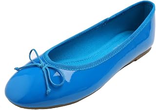 Feversole Ballerina in Coloured Patent Leather with Memory Foam Cushion for Macaroons for Women