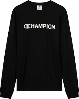 Champion Legacy T-Shirt à Manches Longues pour Homme, Motif Graphique, S, Noir, Noir, S