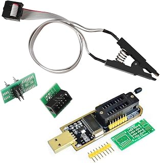 ACEIRMC SOIC8 SOP8 Flash Chip IC Test Clips Socket Adpter Programmer BIOS + CH341A 24 25 Series for EEPROM Flash BIOS USB Programmer Module (Double Clip+ USB)