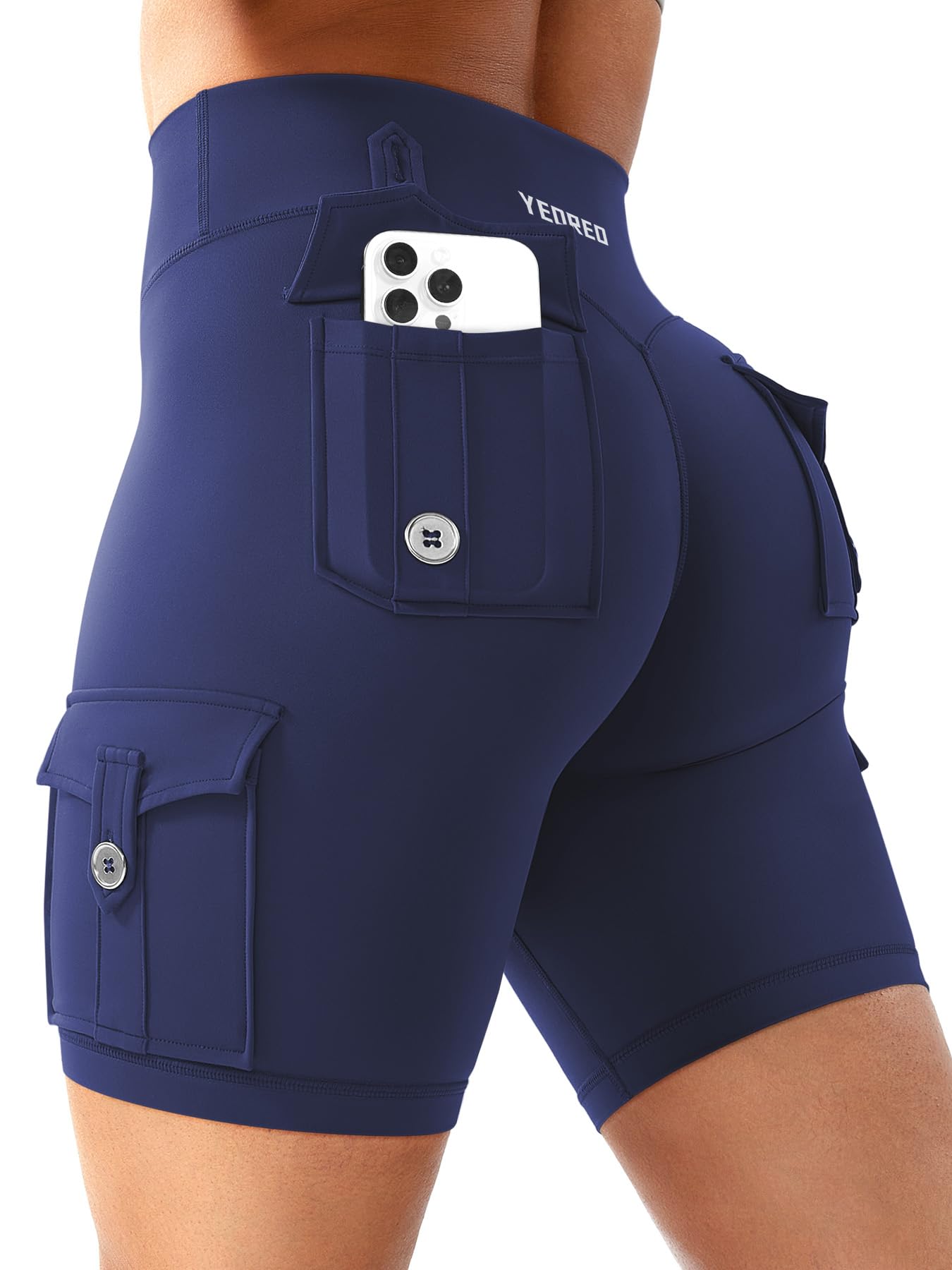 YEOREO CoreFlex Women Workout Cargo Shorts 8"